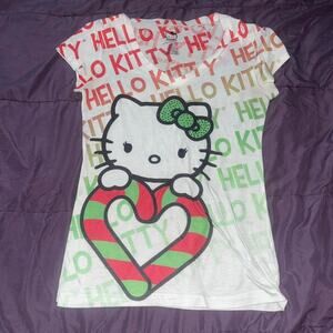 Hello kitty christmas candy cane shirt